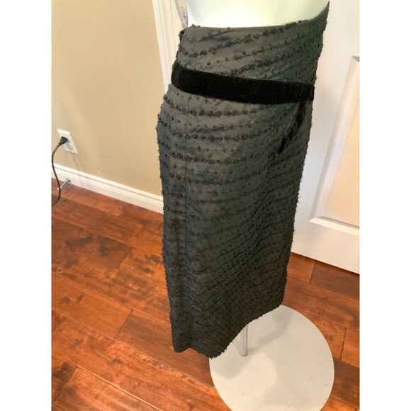 Nanette Lepore Black Knubby Body Pencil Skirt w/ Velvet Trim, Size 6 - Picture 3 of 7